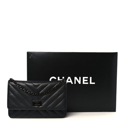 Sheepskin Chevron Reissue Wallet On Chain WOC So Black
