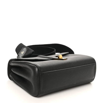 Grained Calfskin Teen Soft 16 Shoulder Bag Black