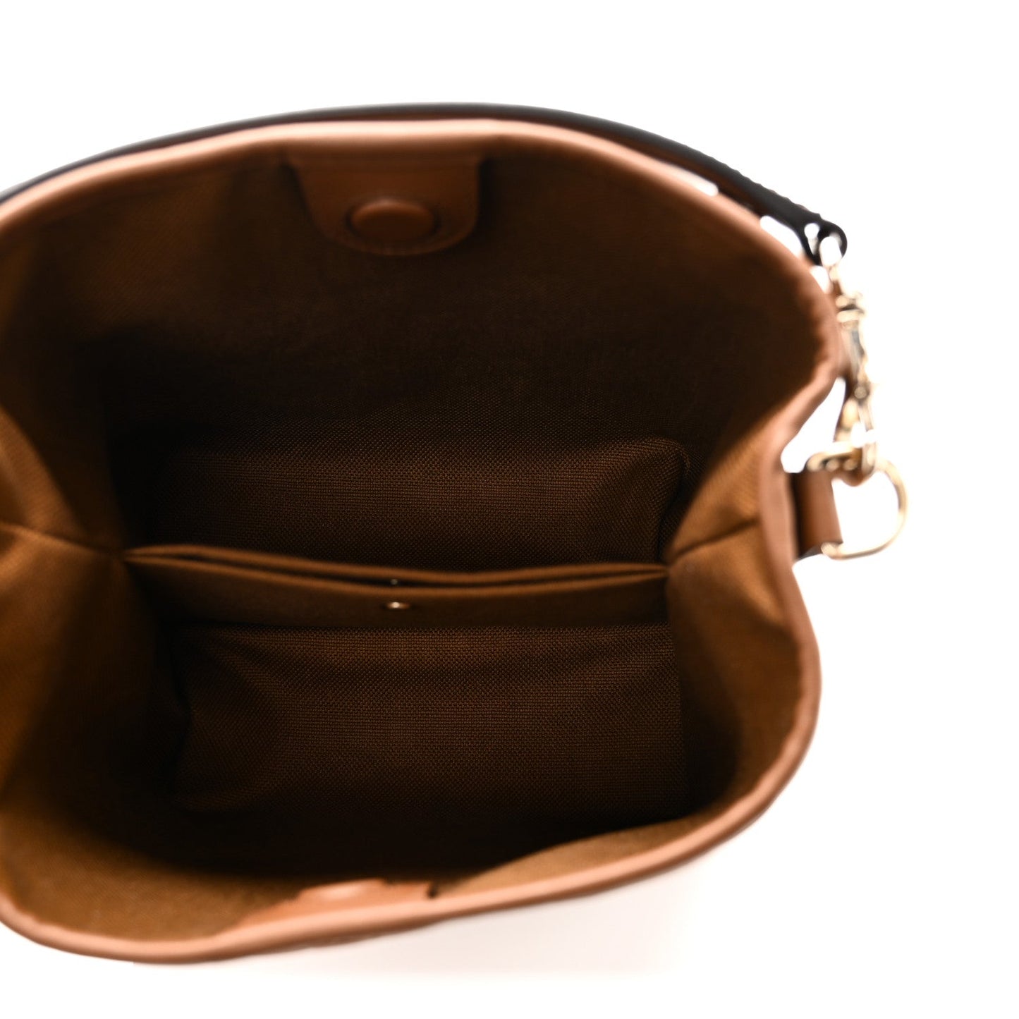 GG Calfskin Embossed Emblem Small Bucket Bag Brown