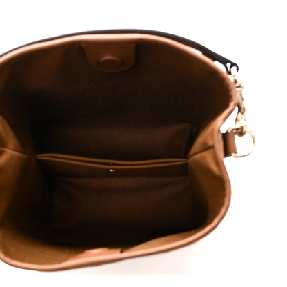 GG Calfskin Embossed Emblem Small Bucket Bag Brown