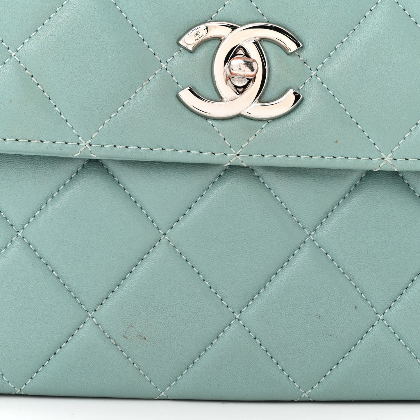 Lambskin Quilted Small Trendy CC Flap Dual Handle Bag Light Blue