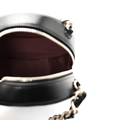 Shiny Goatskin Quilted Chanel 19 Round Clutch With Chain Black