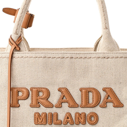 Linen Vitello Large Logo Tote Natural