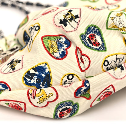 Canvas Coco Hearts Shoulder Bag White