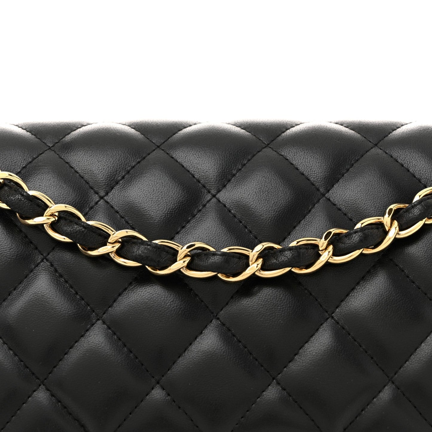Lambskin Quilted Jumbo Double Flap Black