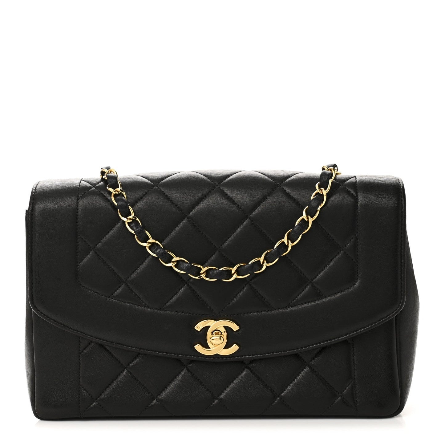 Lambskin Quilted Medium Single Flap Black