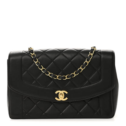 Lambskin Quilted Medium Single Flap Black