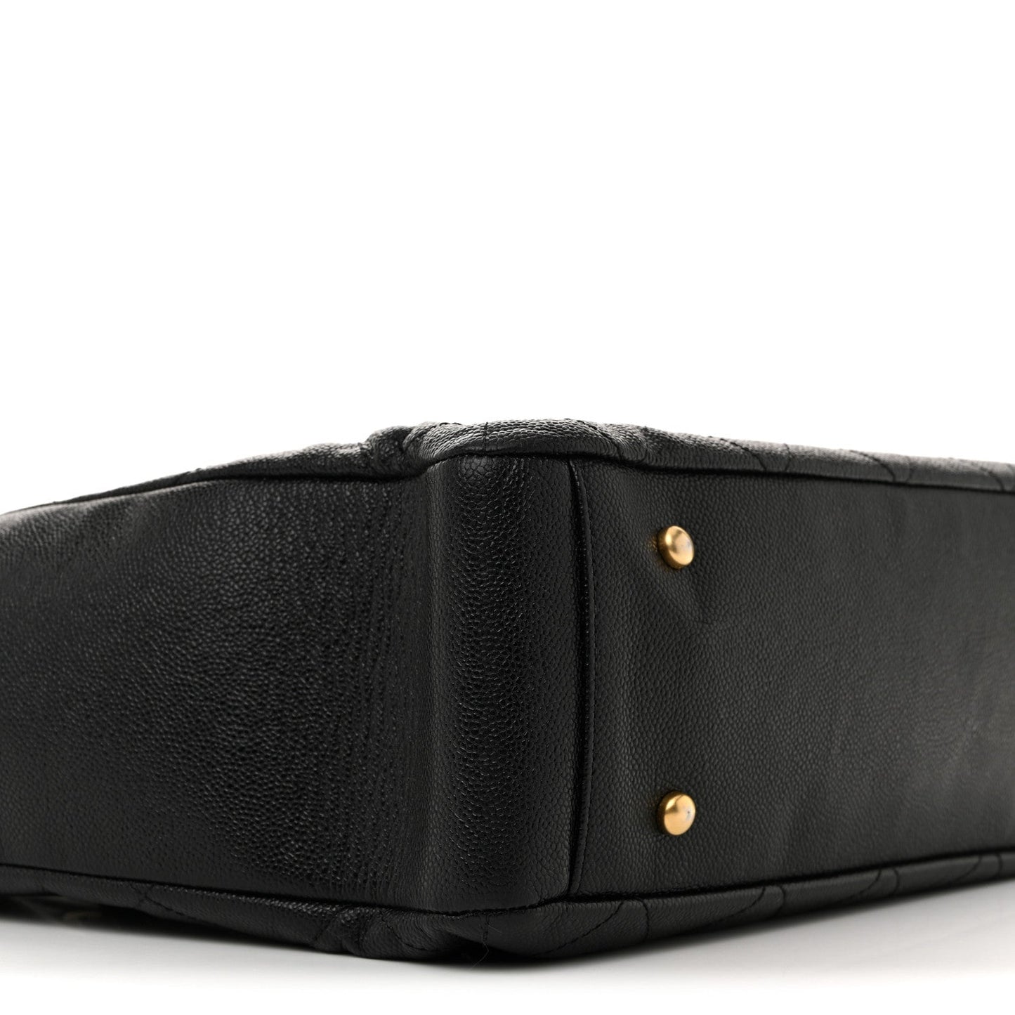 Caviar Quilted Small Trapezoid Chain Shopping Tote Black