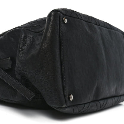 Calfskin Large Diamond Stitch Tote Black