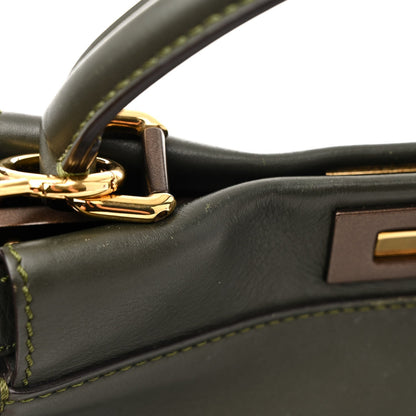 Vitello Seta Shiny Nappa Medium Peekaboo Iconic Satchel Verde Prato Makeup