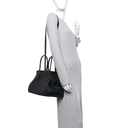 Matte Grained Calfskin Soft Margaux 12 Black