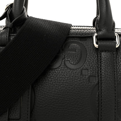 Piuma Calfskin Jumbo GG Embossed Mini Duffle Bag Black