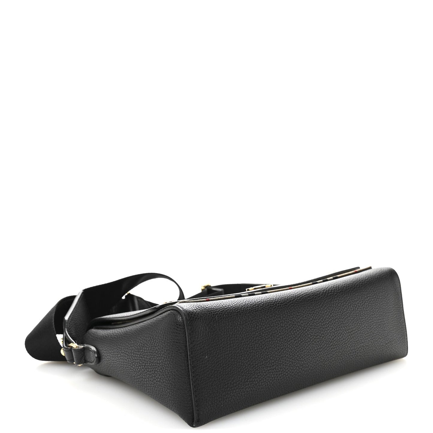 Coated Canvas Calfskin Vintage Check Medium Note Crossbody Bag Black