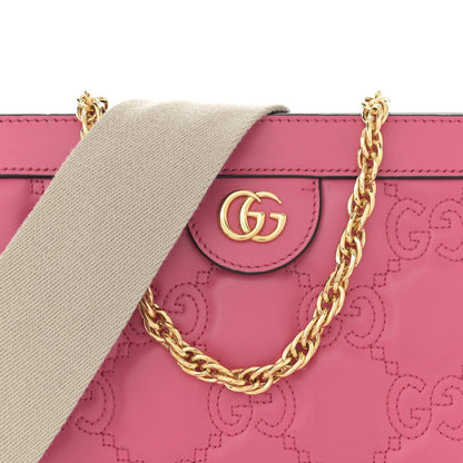 Calfskin GG Matelasse Small Slim Chain Shoulder Bag Rhodamine Pink Natural
