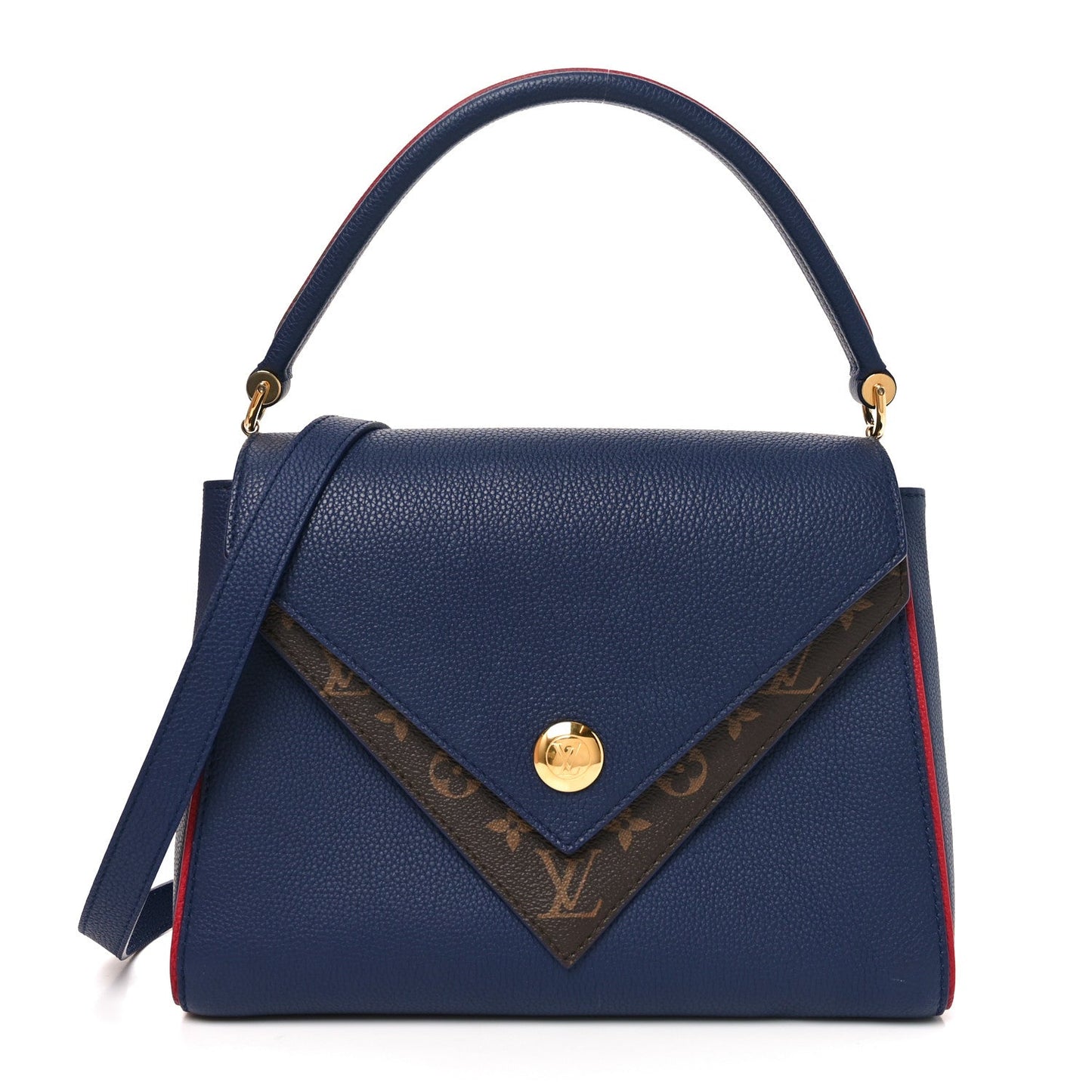 Grained Calfskin Monogram Double V Blue Marine