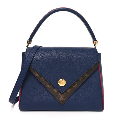 Grained Calfskin Monogram Double V Blue Marine