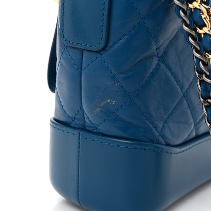 Aged Calfskin Quilted Small Gabrielle Hobo Blue