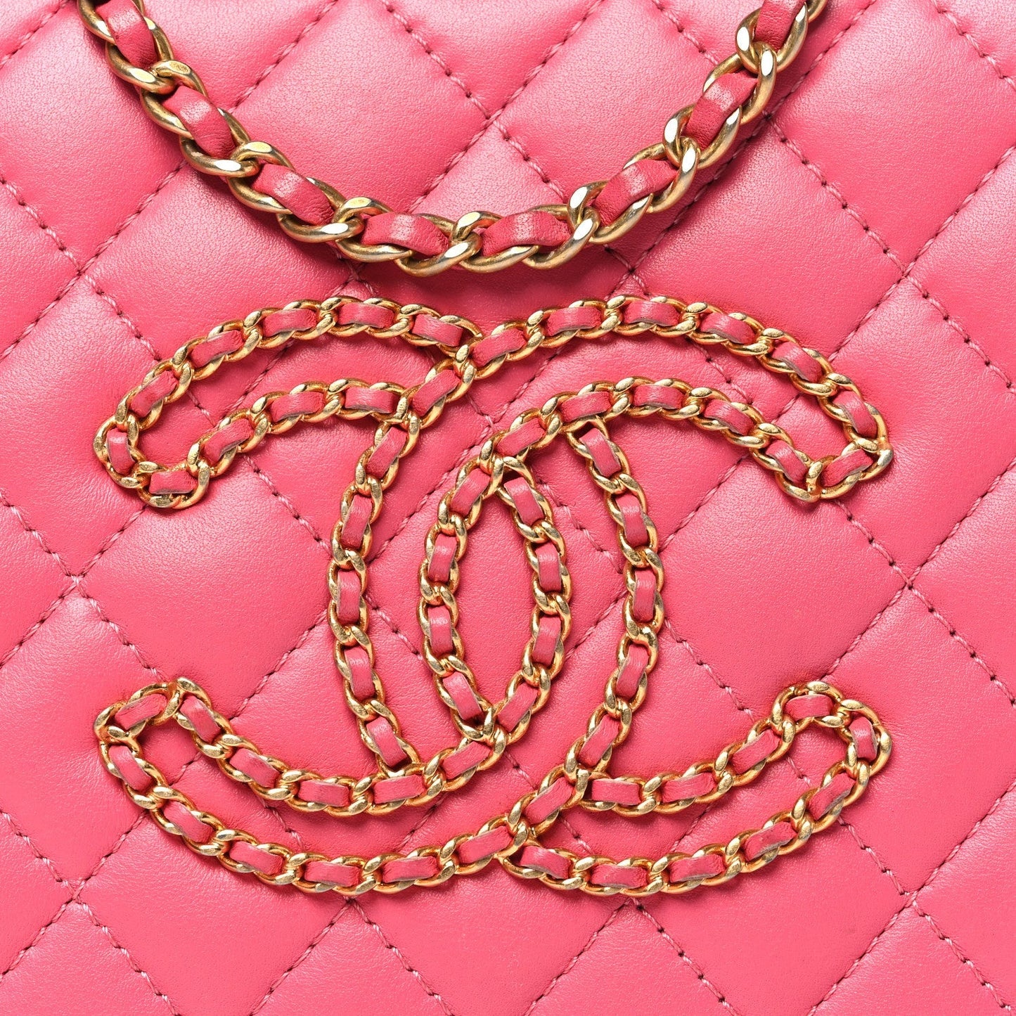 Calfskin Quilted Small CC Chain Accordion Tote Pink