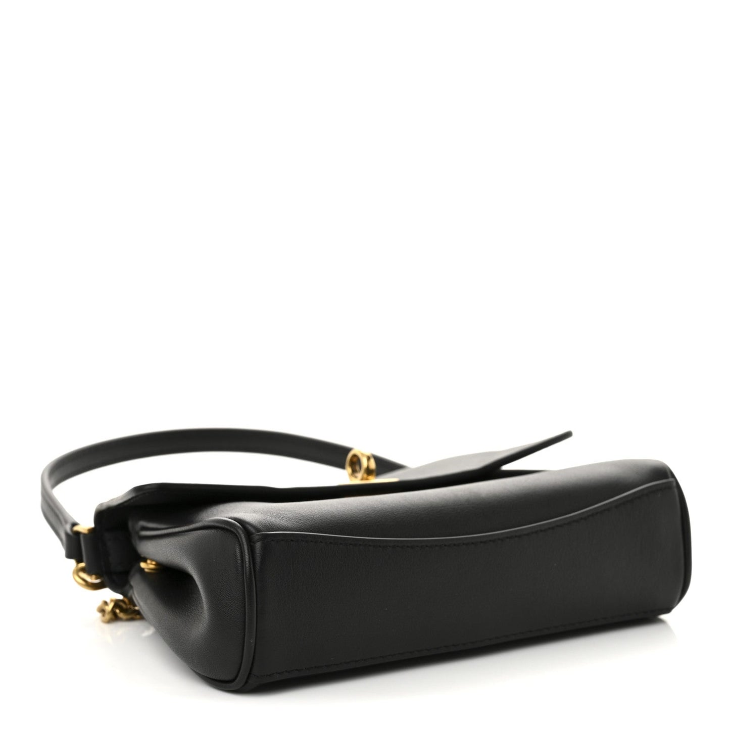 Natural Smooth Calfskin Nano Rodeo Top Handle Handbag Black