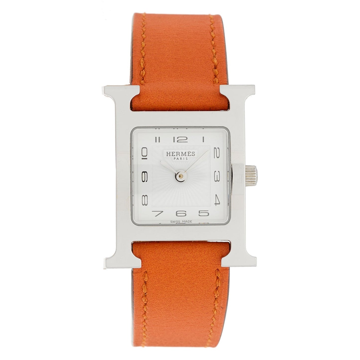 Stainless Steel Swift 21mm Heure H Hour Quartz Watch Orange