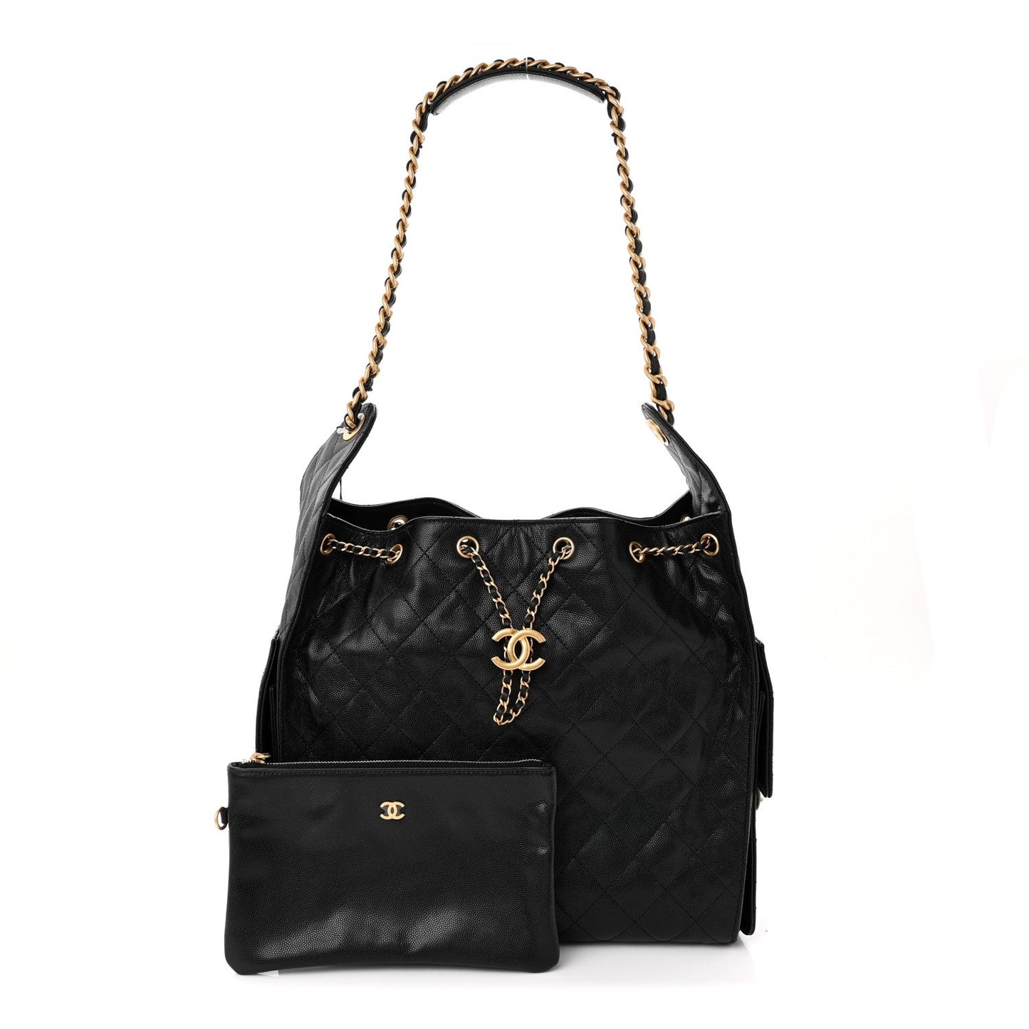 Caviar Quilted Medium Chanel 25 Handbag Black