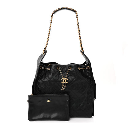 Caviar Quilted Medium Chanel 25 Handbag Black