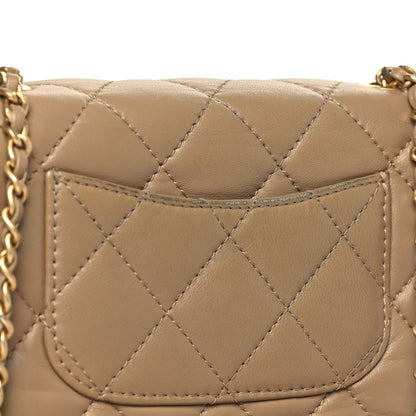 Lambskin Quilted Mini Heart Charms Flap Beige