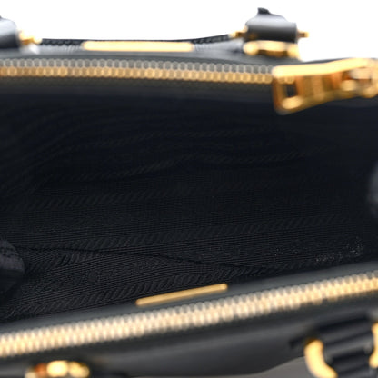 Saffiano Micro Galleria Double Zip Tote Black