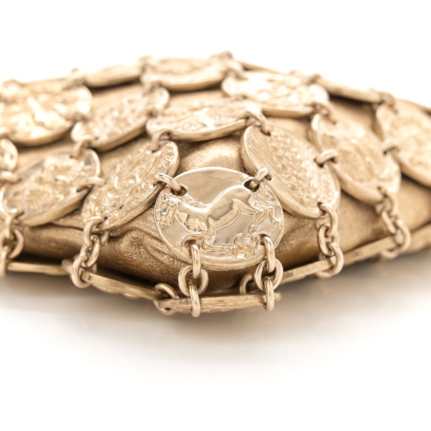 Metallic Calfskin Medallion Shoulder Bag Gold