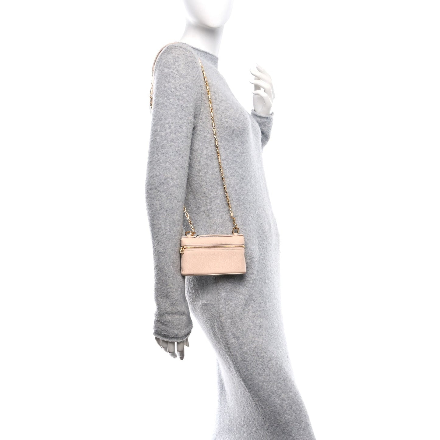 Grained Calfskin Extra Pocket Mini Pouch Creamed Honey