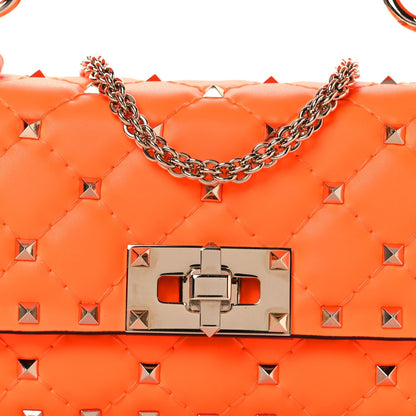 Calfskin Mini Rockstud Spike Shoulder Bag Orange