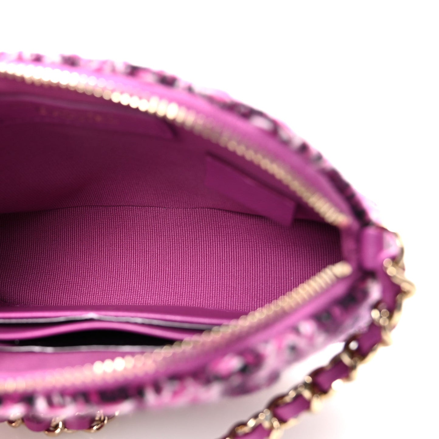 Tweed Quilted Mini Clutch With Chain Purple