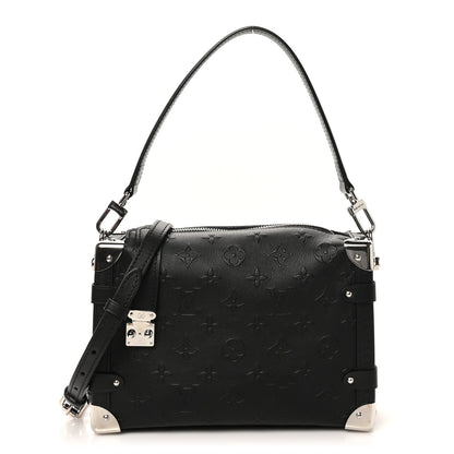 Calfskin Debossed Monogram Side Trunk Black