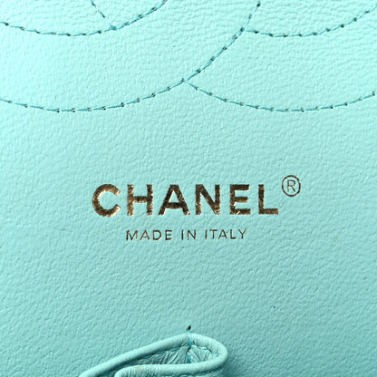 Caviar Quilted Jumbo Double Flap Light Green