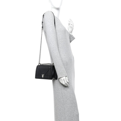Grained Calfskin Small Diorama Flap Bag Black