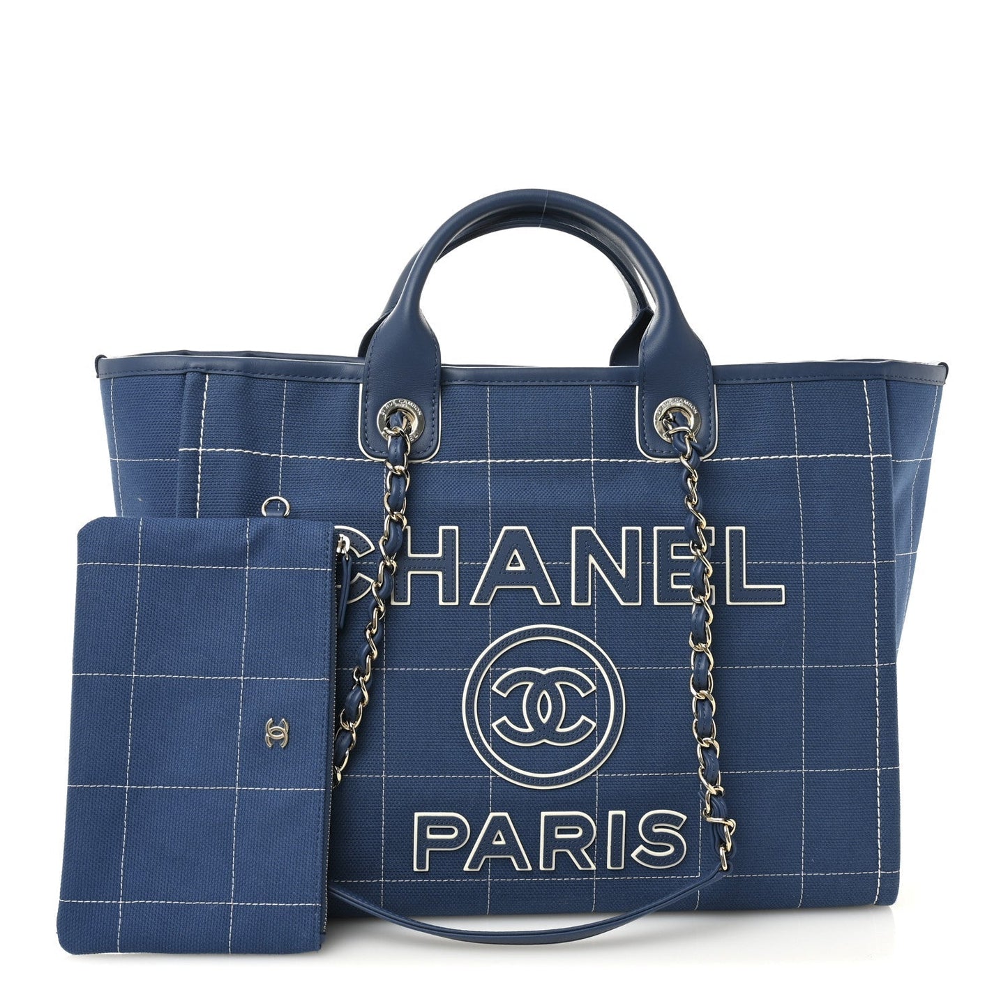 Cotton Medium Deauville Tote Blue White
