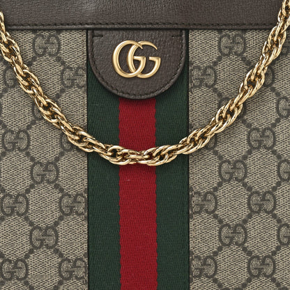 GG Supreme Monogram Web Medium Ophidia Chain Shoulder Bag Brown