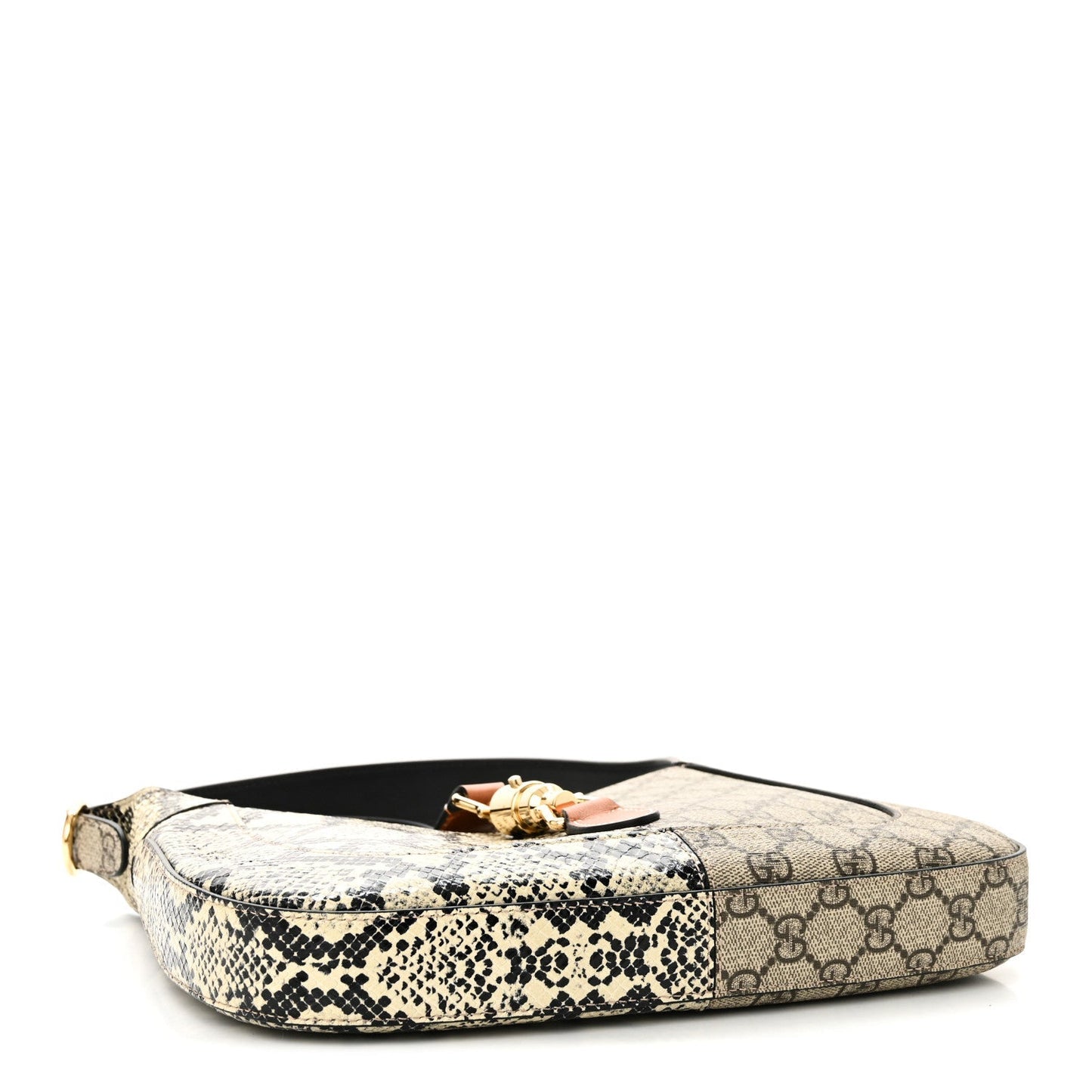 GG Supreme Monogram Snakeskin Small Jackie 1961 Hobo Beige Ebony
