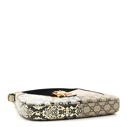GG Supreme Monogram Snakeskin Small Jackie 1961 Hobo Beige Ebony