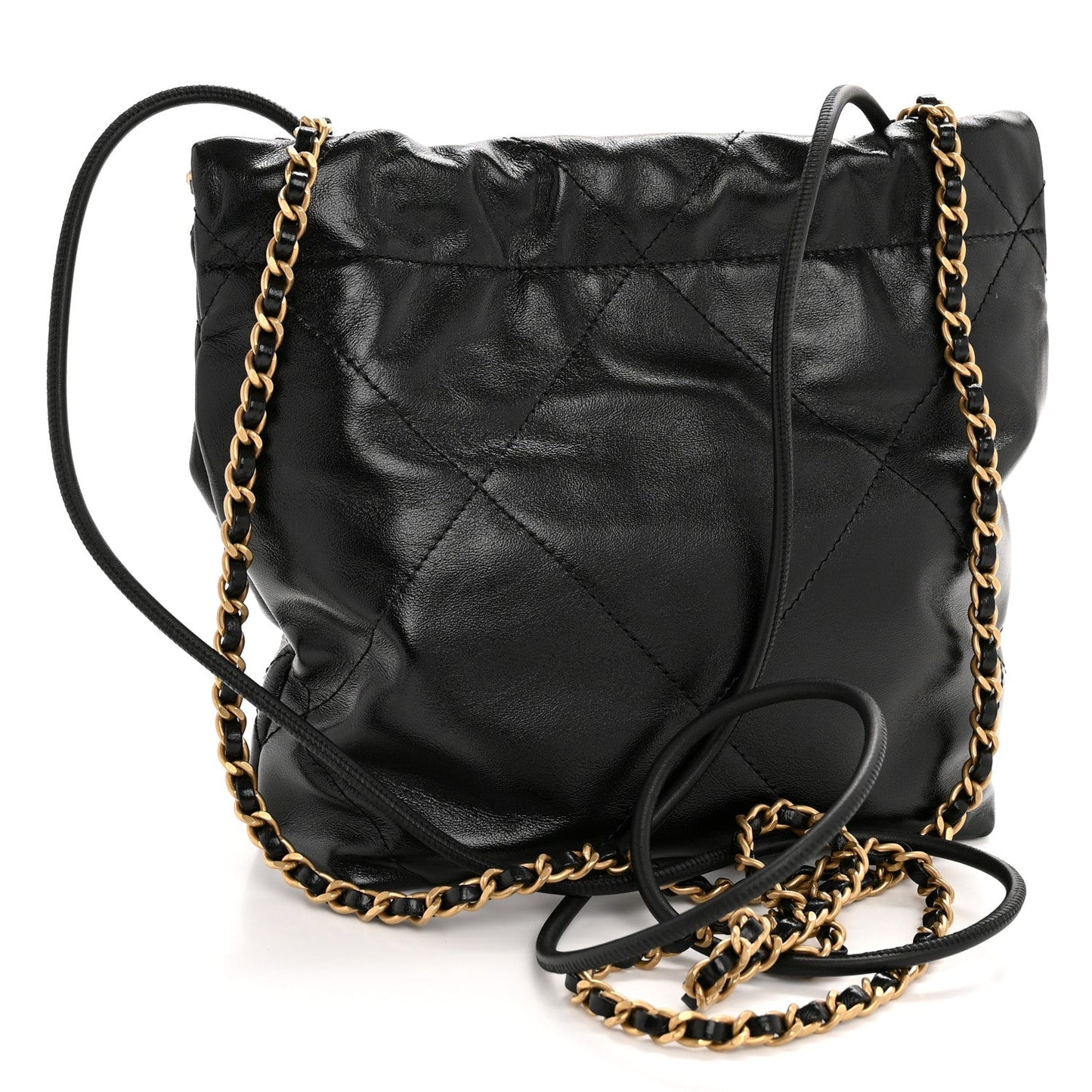 Shiny Calfskin Quilted Mini Chanel 22 Black