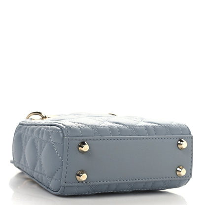 Lambskin Cannage Micro Lady Dior Cloud Gray