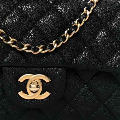 Caviar Quilted Mini Top Handle Rectangular Flap Black