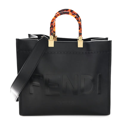 Vitello King Plexiglass Medium Fendi Sunshine Shopper Tote Black