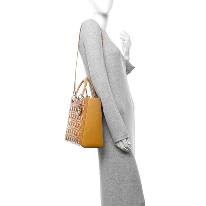 Patent Cannage Large Lady Dior Yellow