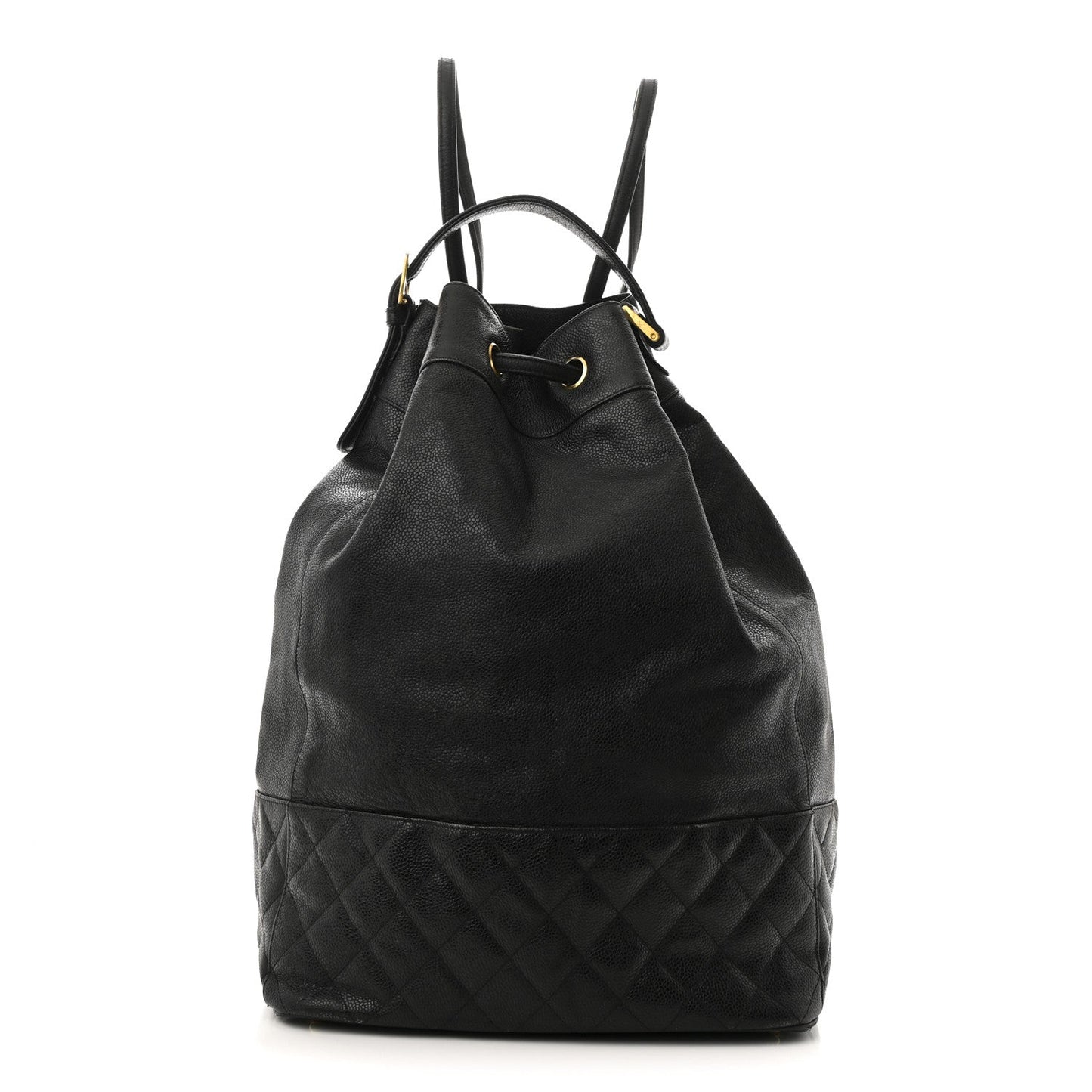 Caviar Quilted Drawstring Backpack Black