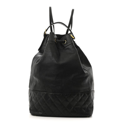 Caviar Quilted Drawstring Backpack Black