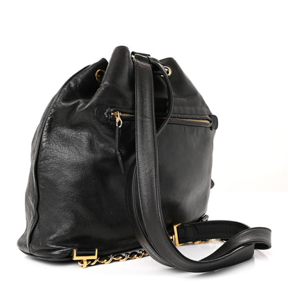 Lambskin CC Drawstring Backpack Black