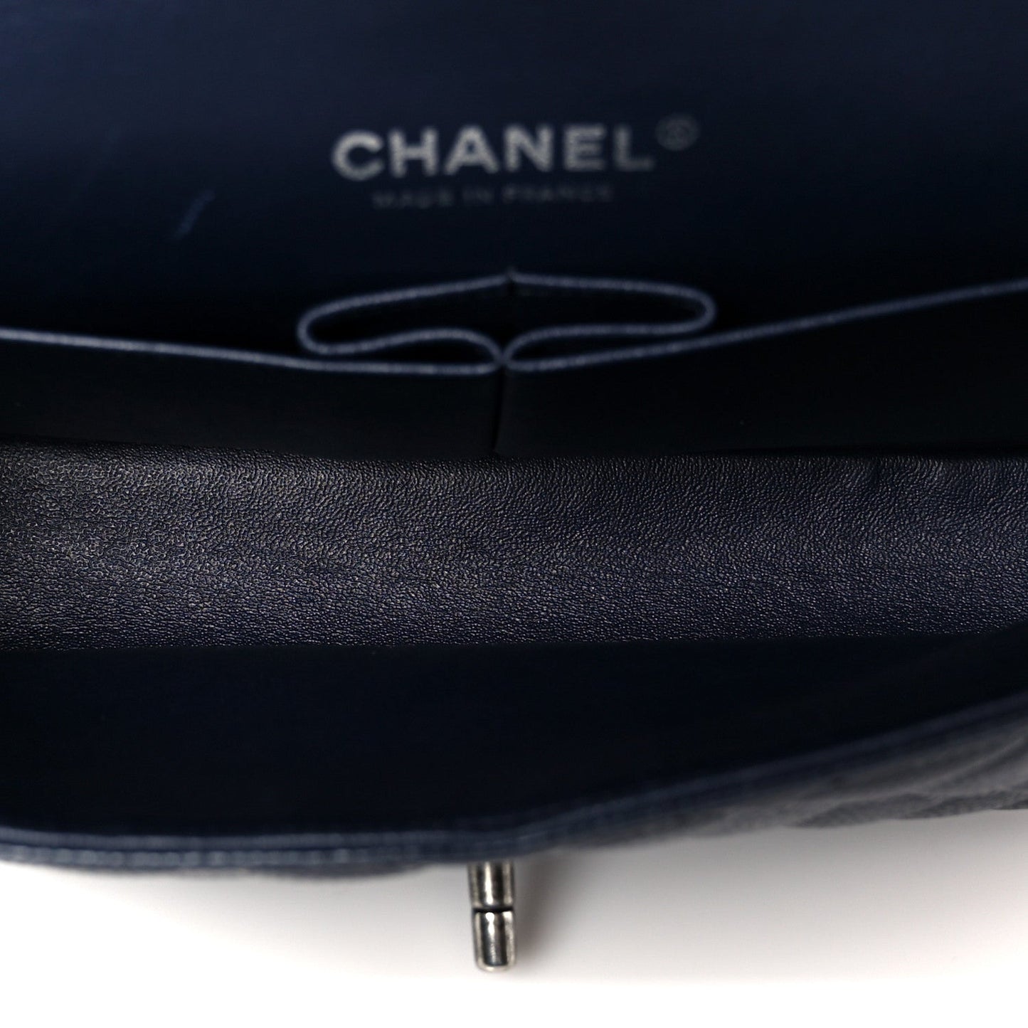 Caviar Quilted Medium Double Flap Navy