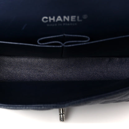 Caviar Quilted Medium Double Flap Navy