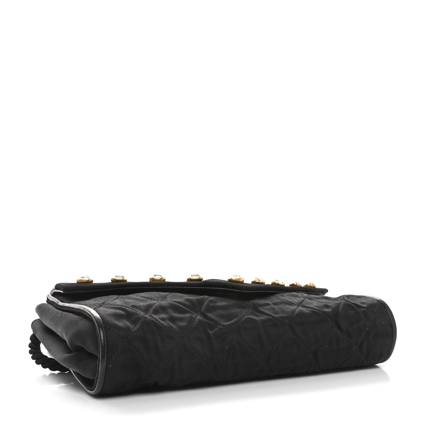 Fabric Quilted Crystal Envelope Small Flap Black